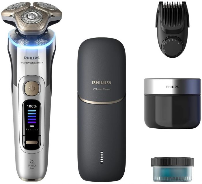 Бритва електр. Philips Series i9000 Prestige Ultra,  бритв.головок-3, Li-Ion, сух.+волог., індикатор заряду, твердий чохол, хром