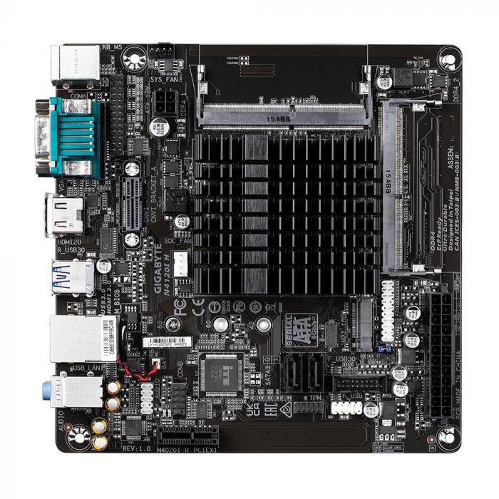Матиринська плата GIGABYTE N4120I H Intel Celeron 2.6 GHz 2xDDR4 M.2 HDMI D-Sub mITX