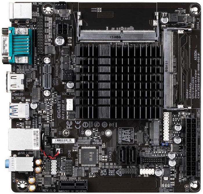 Матиринська плата GIGABYTE N4120I H Intel Celeron 2.6 GHz 2xDDR4 M.2 HDMI D-Sub mITX