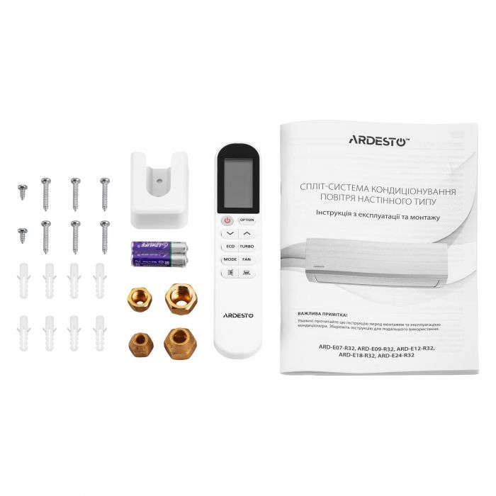 Кондиціонер Ardesto CoolSmart 35м2 інвертор 12000BTU 3.5кВт A/A -15°С Wi-Fi R32 білий