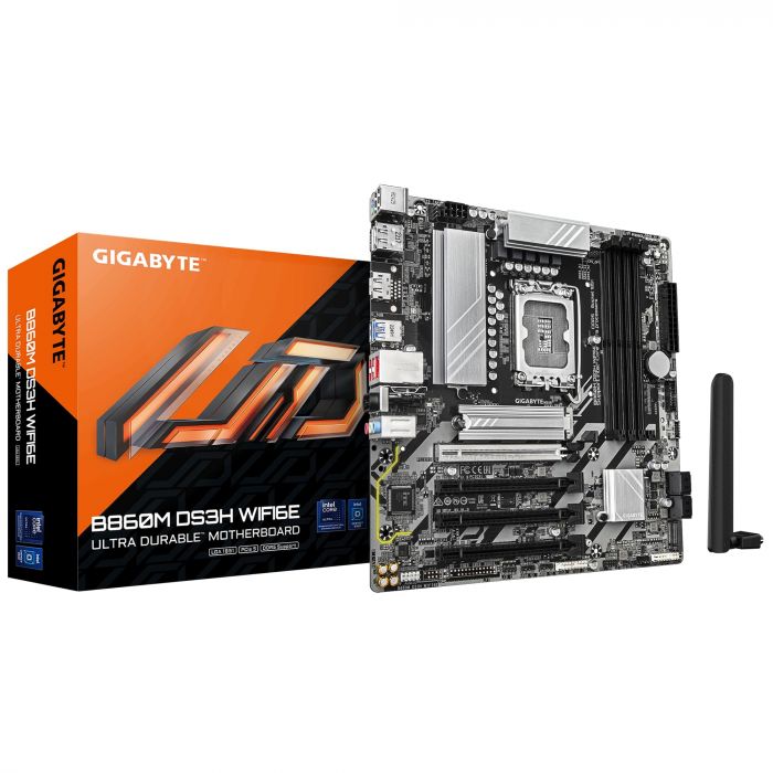 Материнська плата GIGABYTE B860M DS3H WIFI6E s1851 B860 4xDDR5 M.2 Wi-Fi BT HDMI DP mATX