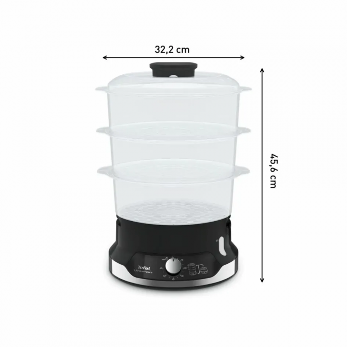 Пароварка Tefal Ultracompact, 800Вт, об'єм-9л, резервуар для води -1л, механічне керув., пластик, чорний