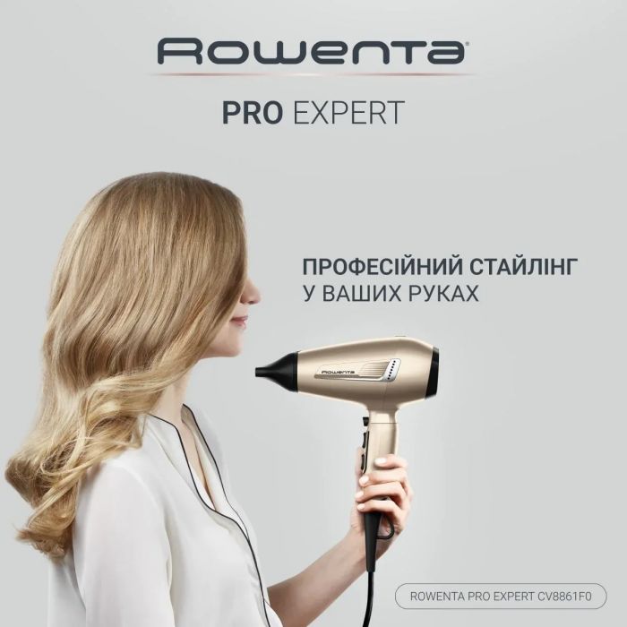 Фен Rowenta Pro Expert Tresor Collection, 2200Вт, 3 режими, іоніз-я, дифузор, 2 концентратора,  хол. обдув, чохол, заколка, бронзовий