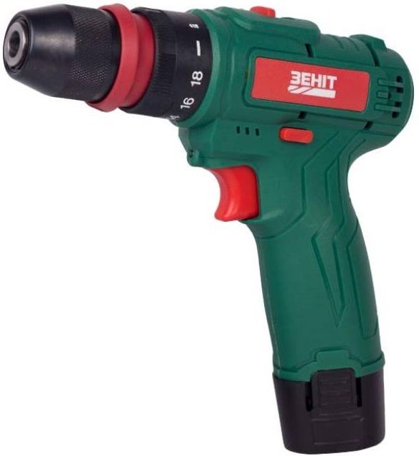 Шурупокрут-дриль акумуляторний Зеніт ЗША-12/15 S1 DFR 12В 1х1.5А·год 18Нм 350·1350об·хв 0.95кг