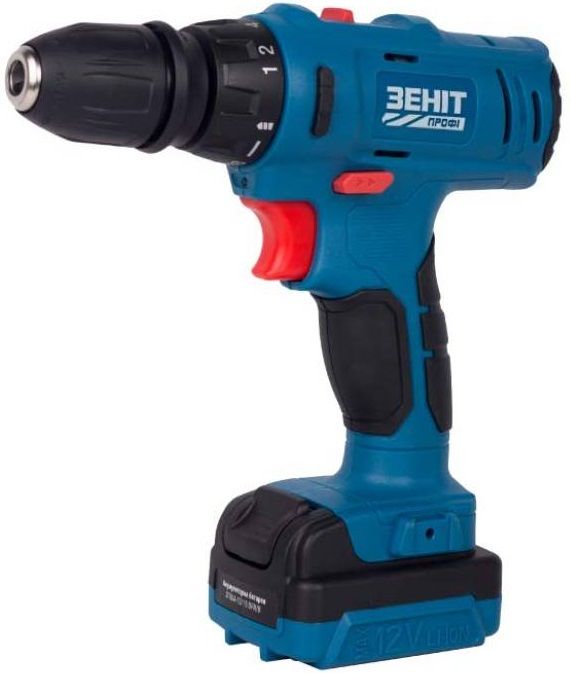 Шурупокрут-дриль акумуляторний Зеніт Профі ЗПША-12/15 DFR/B 12В 2х1.5А·год 25Нм 350·1500об·хв 1кг