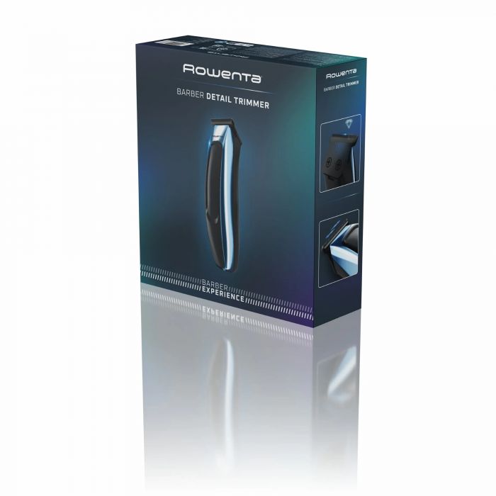 Тример Rowenta Barber Experience, для голови, бороди, мережа+акум., роторний мотор, насадок-5, нержавіюча сталь з покриттям DLC, чорно-синій