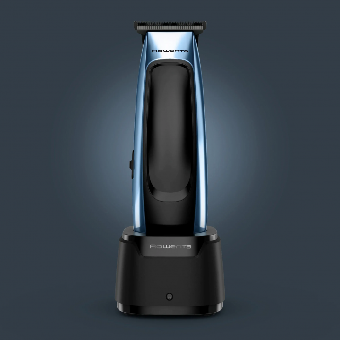 Тример Rowenta Barber Experience, для голови, бороди, мережа+акум., роторний мотор, насадок-5, нержавіюча сталь з покриттям DLC, чорно-синій
