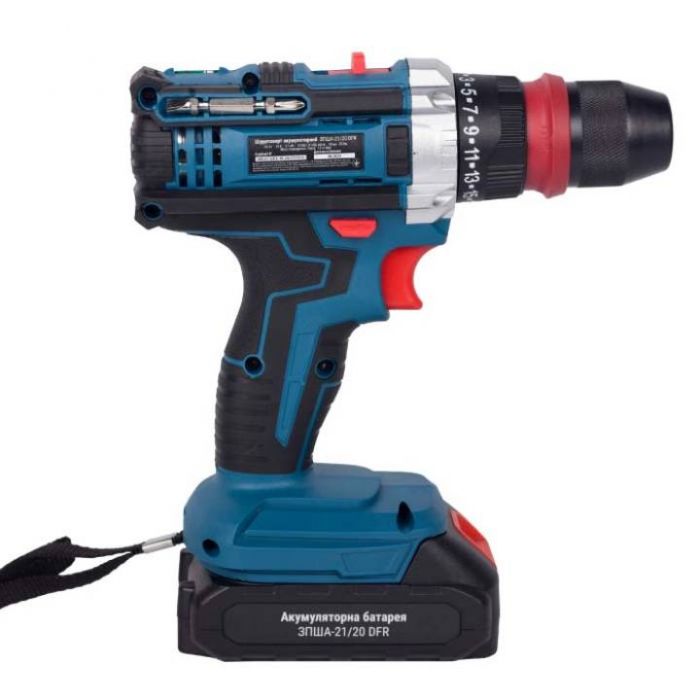 Шурупокрут-дриль акумуляторний Зеніт Профі ЗПША-21/20 DFR 21В 2х2А·год 25Нм 350·1500об·хв 1.2кг