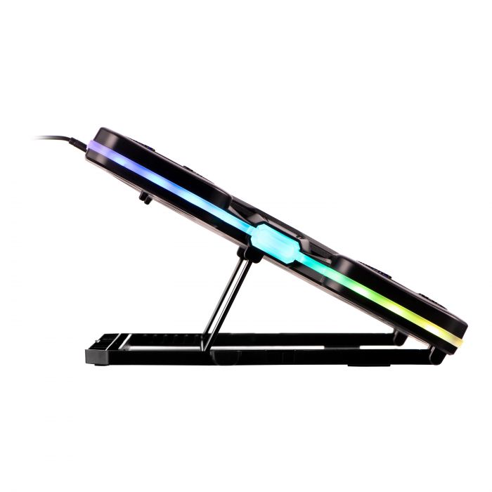 Підставка для ноутбука 2E GAMING CPG-011, до 17.3", 1xUSB-A, 1xUSB-C, LCD, RGB, чорний