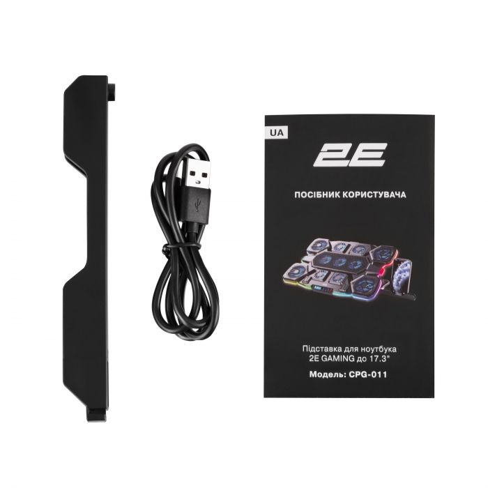 Підставка для ноутбука 2E GAMING CPG-011, до 17.3", 1xUSB-A, 1xUSB-C, LCD, RGB, чорний