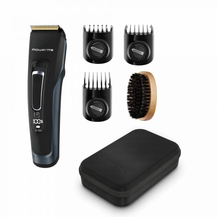 Машинка для стрижки Rowenta Advancer, для бороди, вусів, голови, мережа+акум., роторний мотор, насадок-3, кейс, титан.напил., темно-синій