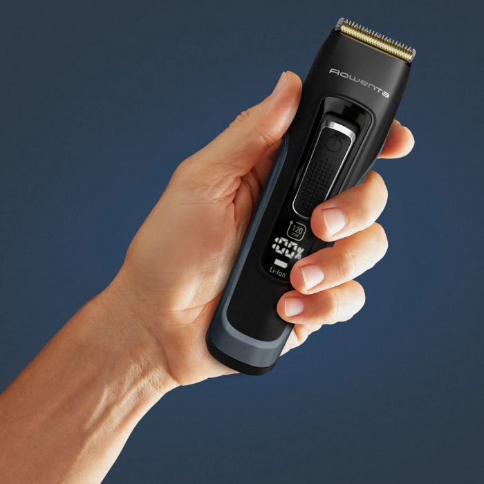Машинка для стрижки Rowenta Advancer, для бороди, вусів, голови, мережа+акум., роторний мотор, насадок-3, кейс, титан.напил., темно-синій