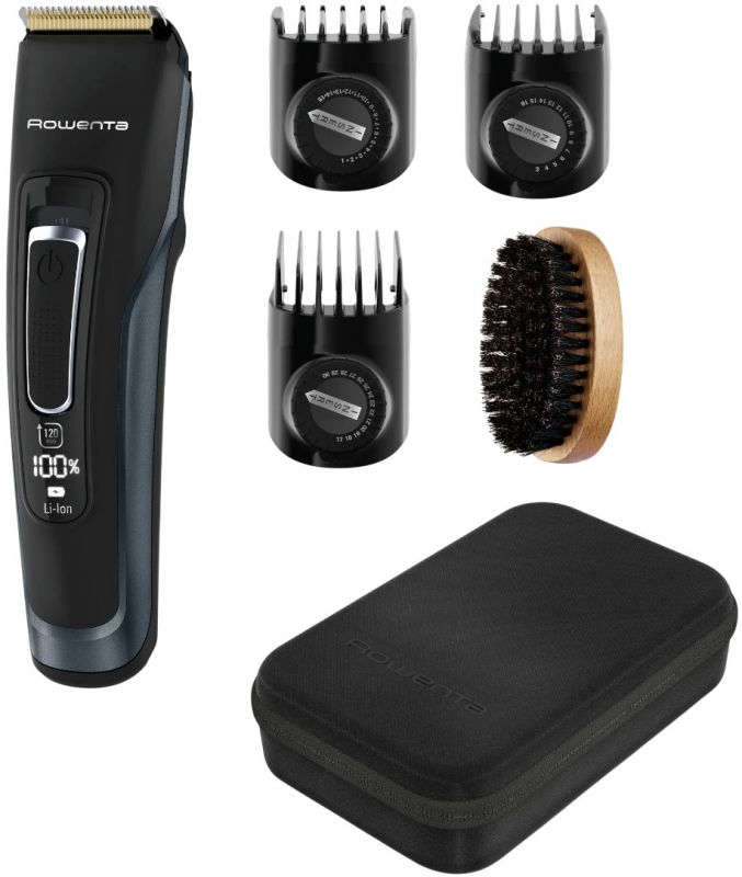 Машинка для стрижки Rowenta Advancer, для бороди, вусів, голови, мережа+акум., роторний мотор, насадок-3, кейс, титан.напил., темно-синій