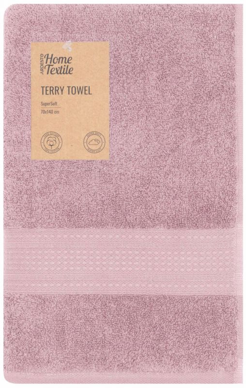 Рушник махровий Ardesto SuperSoft 70х140см, 100% бавовна, рожевий