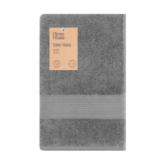 Рушник махровий Ardesto SuperSoft 70х140см, 100% бавовна, сірий