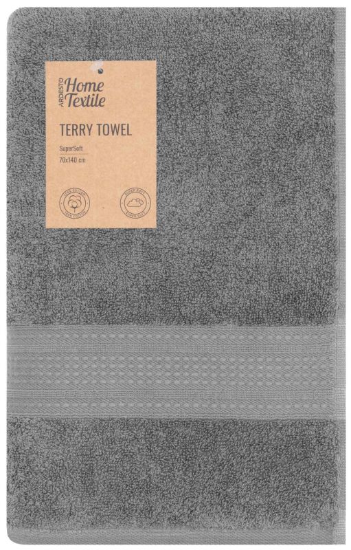 Рушник махровий Ardesto SuperSoft 70х140см, 100% бавовна, сірий