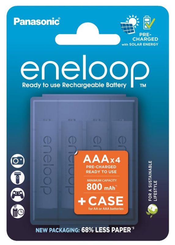 Акумулятор Panasonic Eneloop NI-MH  AAA 800 мАг, 4 шт, з кейсом для зберігання