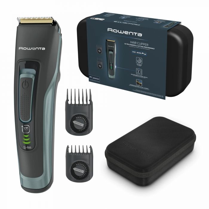 Машинка для стрижки Rowenta Advancer, для бороди, вусів, голови, мережа+акум., роторний мотор, насадок-2, кейс, титан.напил., темно-зелений