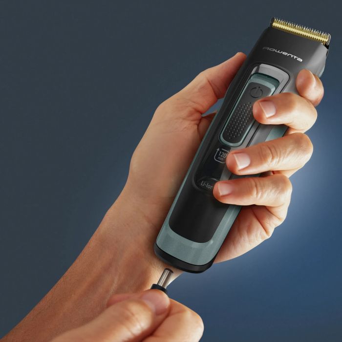 Машинка для стрижки Rowenta Advancer, для бороди, вусів, голови, мережа+акум., роторний мотор, насадок-2, кейс, титан.напил., темно-зелений