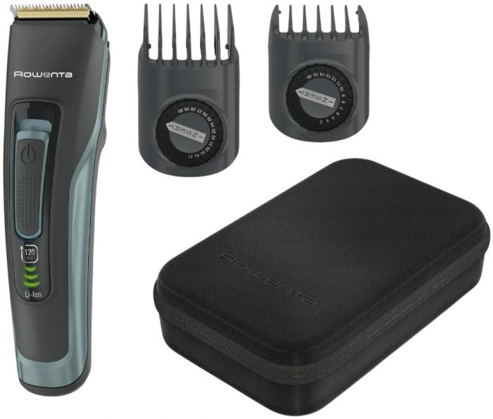 Машинка для стрижки Rowenta Advancer, для бороди, вусів, голови, мережа+акум., роторний мотор, насадок-2, кейс, титан.напил., темно-зелений