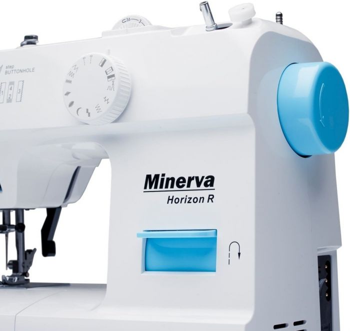 Швейна машина МINERVA Horizon R, електромех., 71 Вт, 13 швейних операцій, петля напівавтомат, білий