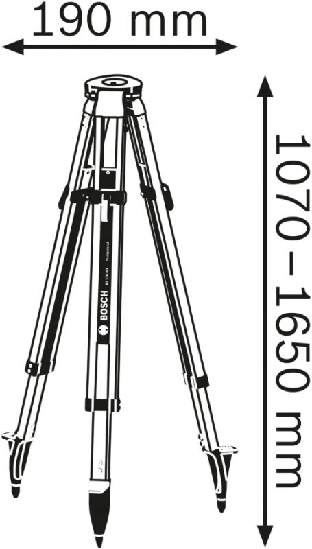 Штатив Bosch BT170HD для оптичних нівелірів, 5/8", 107-165см, 5.5 кг