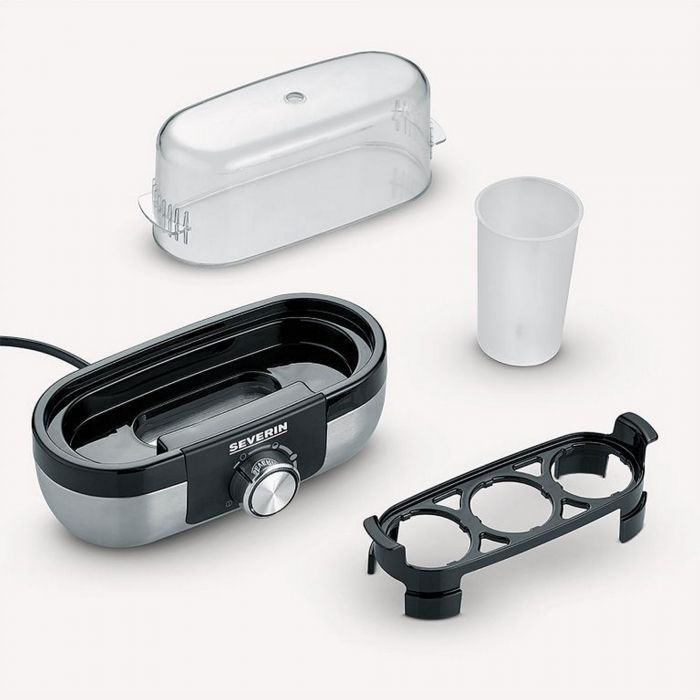 Яйцеварка Severin 270Вт, механічне керування, на 3 яйця, звуков., сигнал, пластик, сіро-чорний