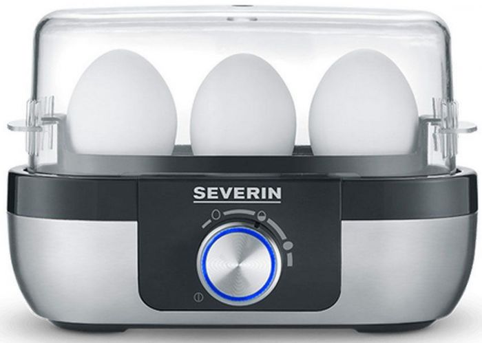 Яйцеварка Severin 270Вт, механічне керування, на 3 яйця, звуков., сигнал, пластик, сіро-чорний