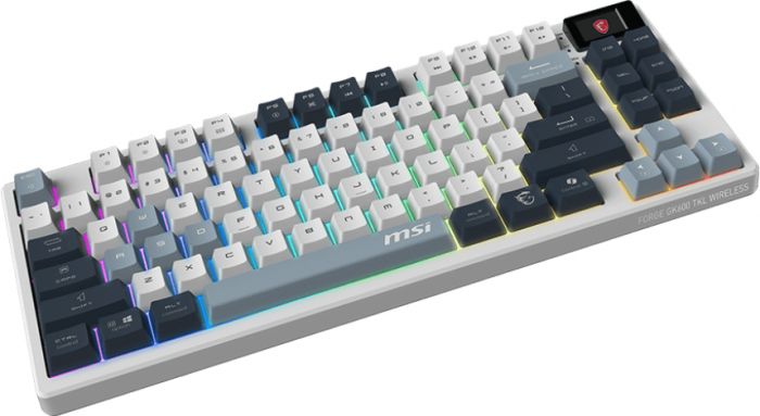 Клавіатура механічна MSI FORGE GK600 TKL W SKY UA 104key, mechanical Linear, USB-A, Wireless, Bluetooth, EN/UKR/RU, RGB, білий