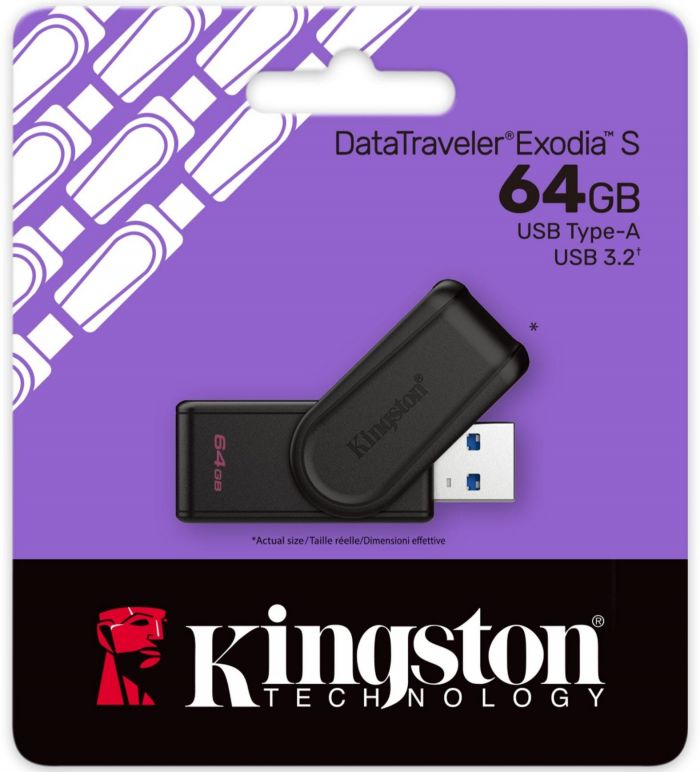 Накопичувач Kingston   64GB USB 3.2 Type-A Gen1 DT Exodia S