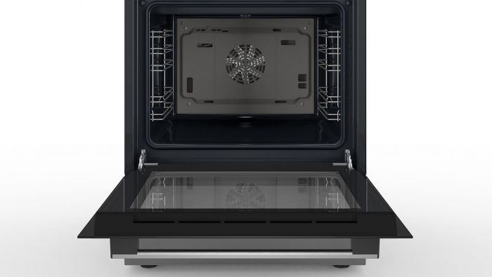 Плита Bosch комбінована, 66л, 60x60см, дисплей, конвекція, чавун, WOK, нержавіюча сталь