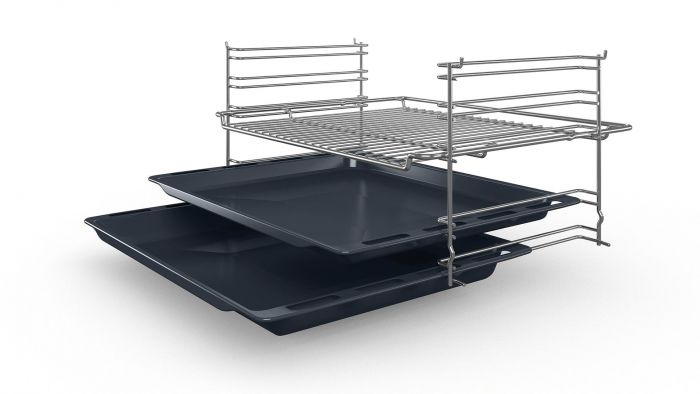 Плита Bosch комбінована, 66л, 60x60см, дисплей, конвекція, чавун, WOK, нержавіюча сталь