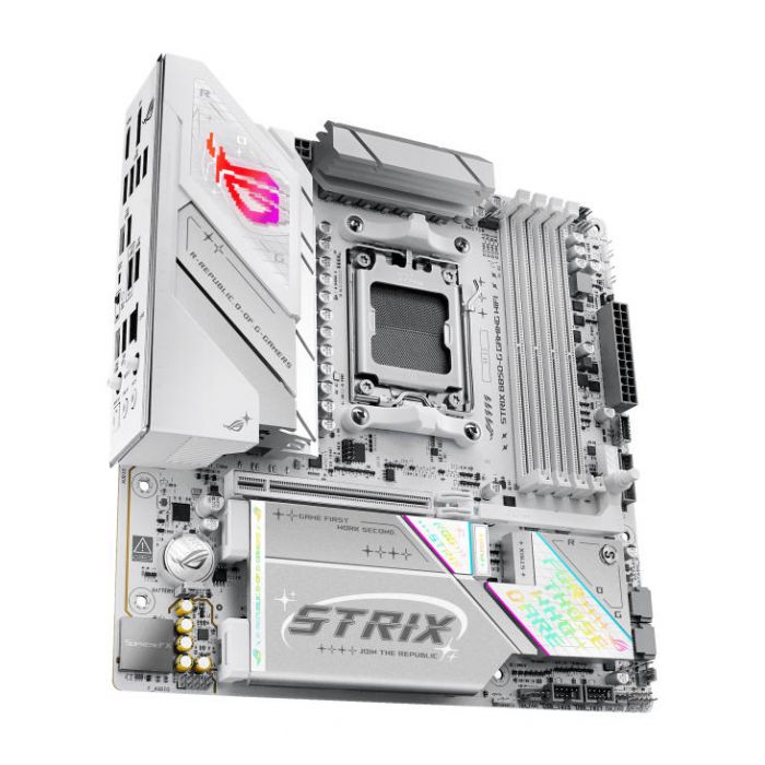 Материнcька плата ASUS ROG STRIX B850-G GAMING WIFI sAM5 B850 4xDDR5 M.2 HDMI DP WiFi BT mATX білий