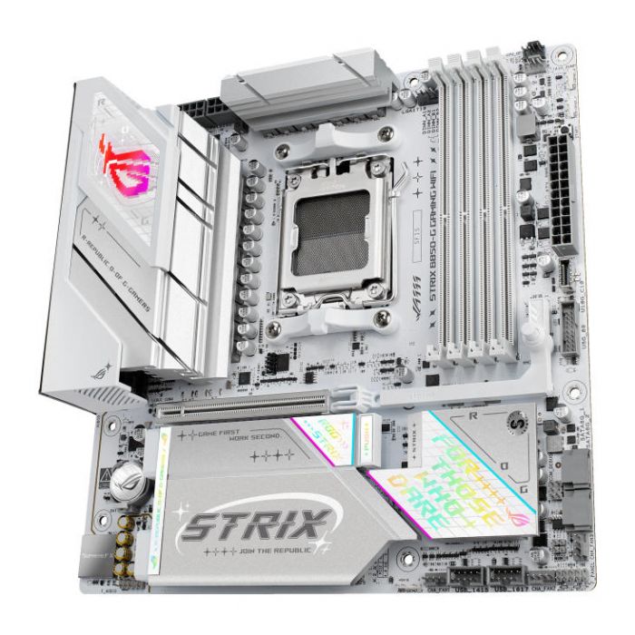 Материнcька плата ASUS ROG STRIX B850-G GAMING WIFI sAM5 B850 4xDDR5 M.2 HDMI DP WiFi BT mATX білий