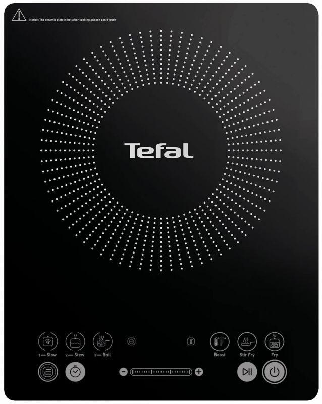 Плитка настільна Tefal індукційна Everyday Slim, комфорок - 1 на 2.1кВт, керування - сенсорне, пррограм - 6, чорний