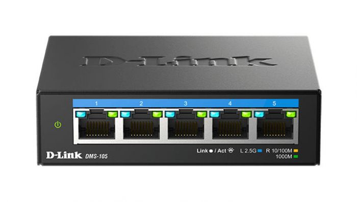 Комутатор D-Link DMS-105 5x2.5GE, Некерований