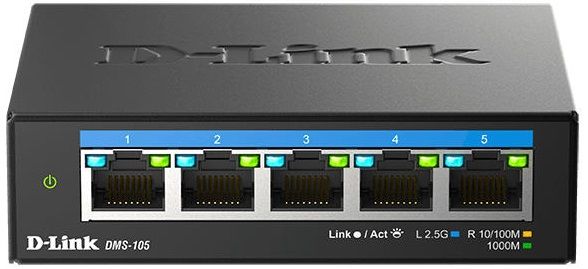 Комутатор D-Link DMS-105 5x2.5GE, Некерований