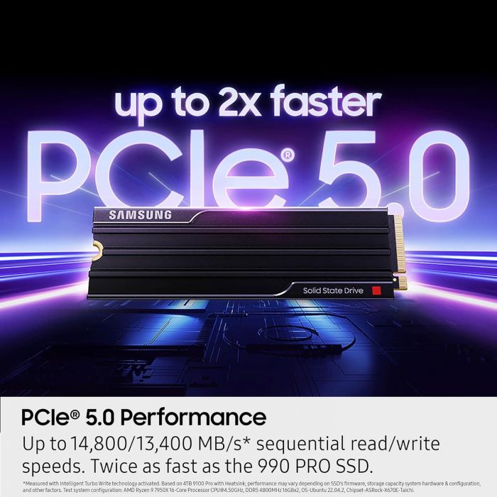 Накопичувач SSD Samsung M.2 2TB PCIe 5.0 9100PRO+ радіатор