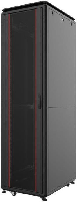 Шафа MIRSAN 19", 26U, GTV, скляні двері, 600x1000 мм, максимально 2000 кг, чорна