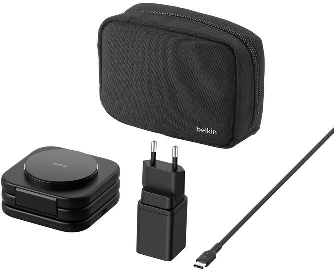 Зарядний пристрій бездротовий Belkin 3в1 Travel Pad Wireless Qi2 15Вт, чорний