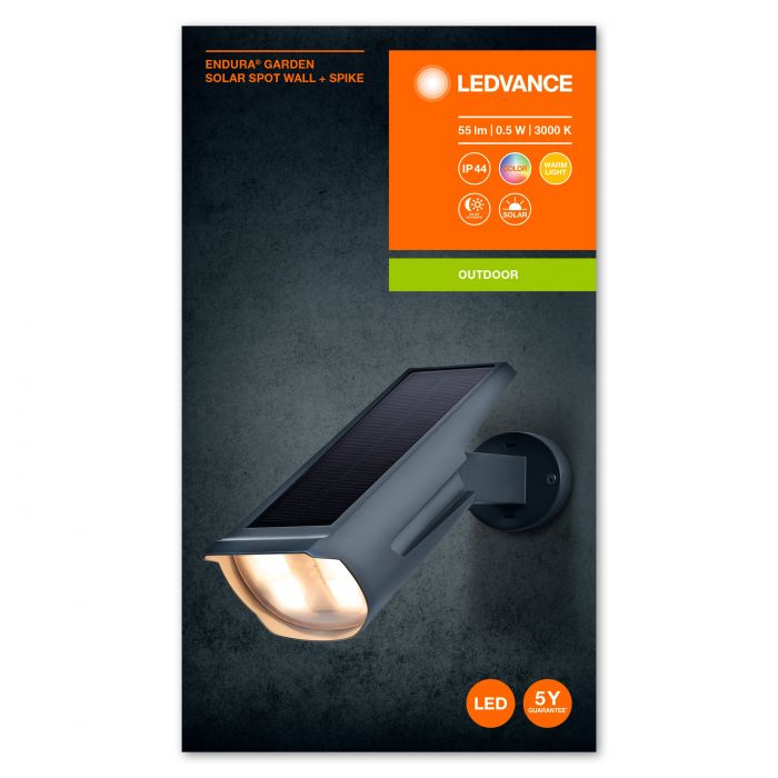 Світильник автономний LEDVANCE ENDURA GARDEN SOLAR SPOT RGBW 0.5Вт 3000К 55Лм IP44 чорний