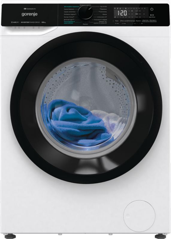 Прально-сушильна машина Gorenje фронтальна, 8(5)кг, 1400, A+, 51см, дисплей, інвертор, Wi-Fi, білий