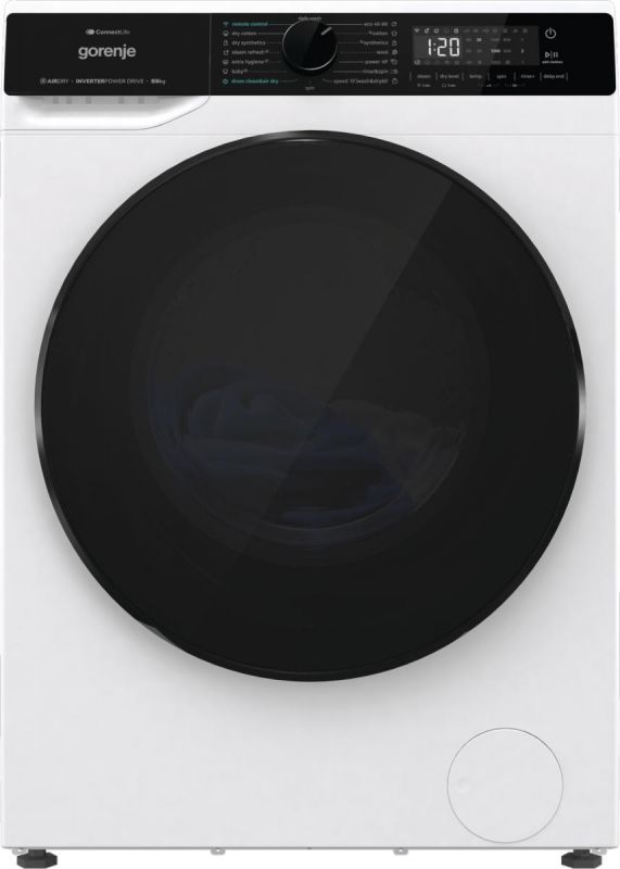 Прально-сушильна машина Gorenje фронтальна, 9(6)кг, 1400, A+, 55см, дисплей, інвертор, Wi-Fi, білий