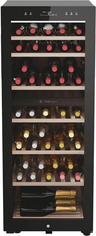 Холодильник Haier для вина, 127x49.7х58.5, мороз.відд.-190л, зон - 2, бут-77, ST, дисплей, чорний
