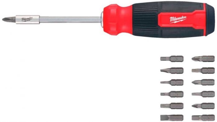 Викрутка Milwaukee, 14 насадок, руків'я двокомпонентне, (Hex, PH, SL, PZ, Torx), сталь CrV