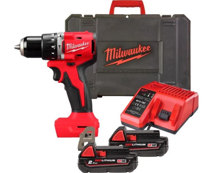 Шурупокрут-дриль акумуляторний Milwaukee BLPDRC-202C 18В 2х2А·год 60.5Нм 0·1700об·хв ЗП M12-18C кейс 1.5кг