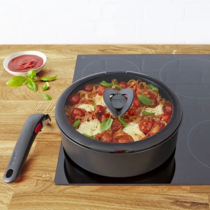Набір скляних кришок Tefal Ingenio, 16см, 18см, 20см, скло, пластик, чорний