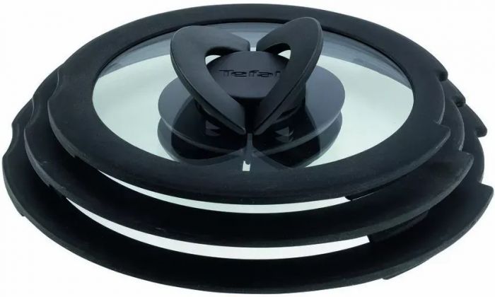 Набір скляних кришок Tefal Ingenio, 16см, 18см, 20см, скло, пластик, чорний