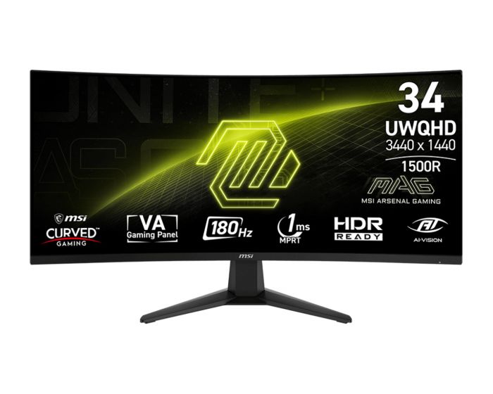 Монітор MSI 34" MAG 346CQ 2xHDMI, DP, Audio, VA, 3440x1440, 21:9, 180Hz, 1ms, sRGB 100%, CURVED, AdaptiveSync