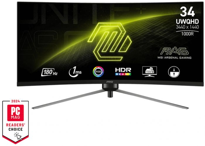Монітор MSI 34" MAG 345CQR 2xHDMI, DP, VA, 3440x1440, 21:9, 180Hz, 1ms, sRGB 120%, CURVED, FreeSync, HAS